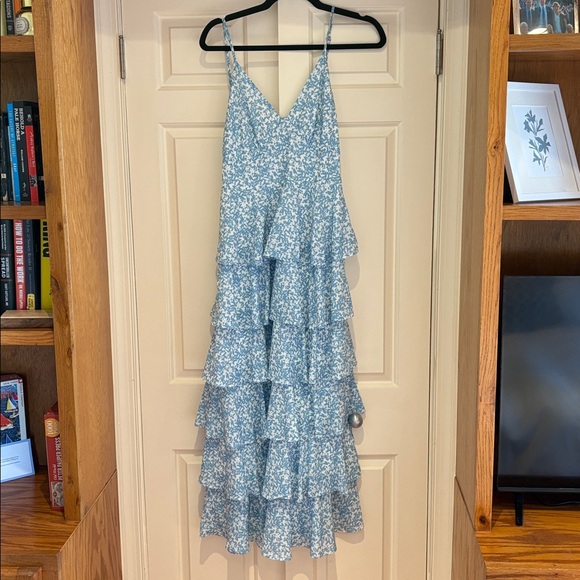 Blue Ruffle Maxi Dress - Picture 6 of 11